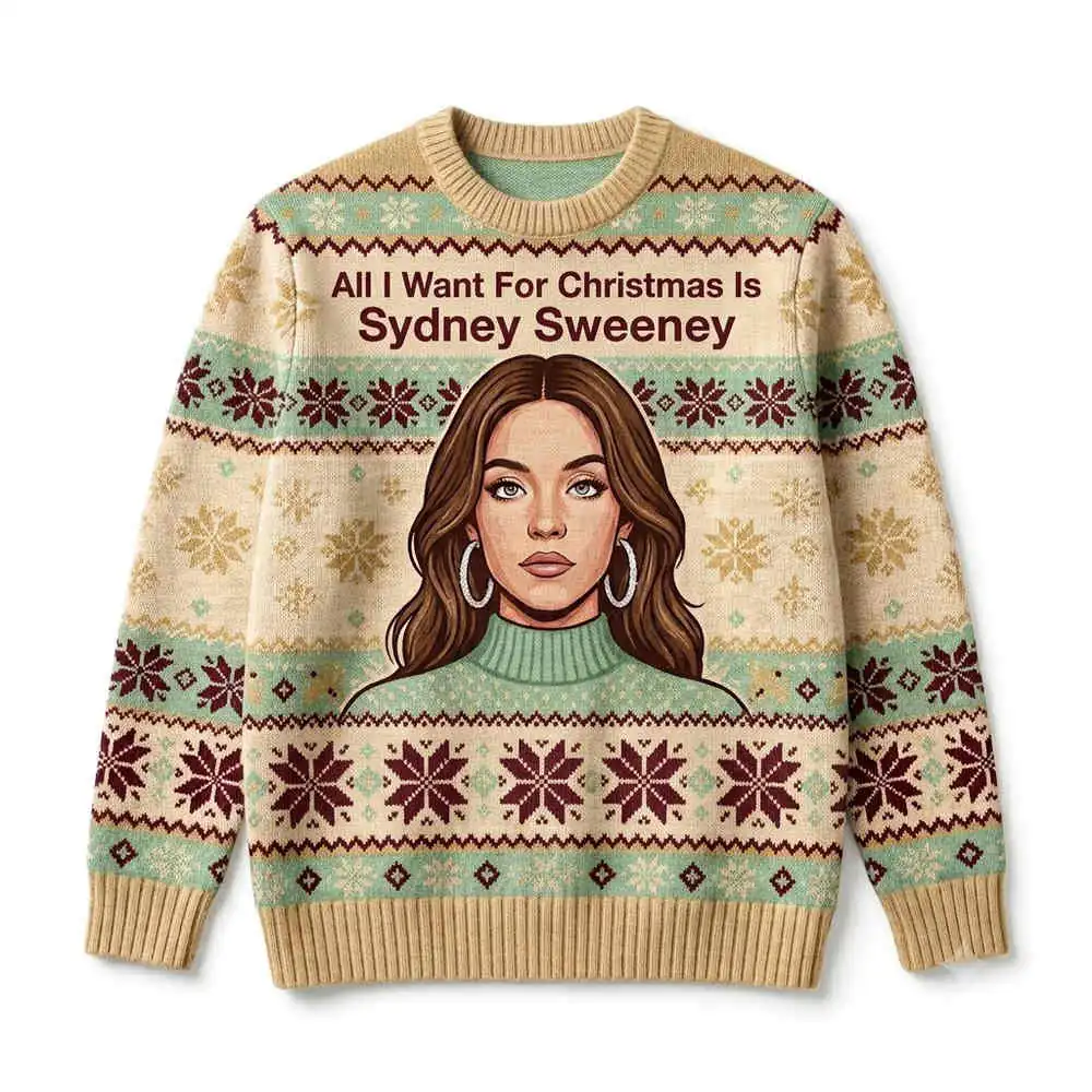Cream & Sage Portrait Christmas sweater
