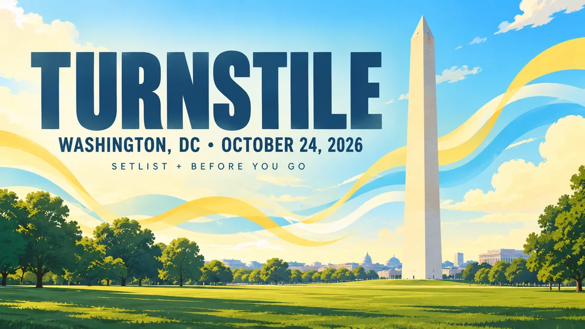 Illustrated TURNSTILE concert guide banner for WASHINGTON, DC • OCTOBER 24, 2026