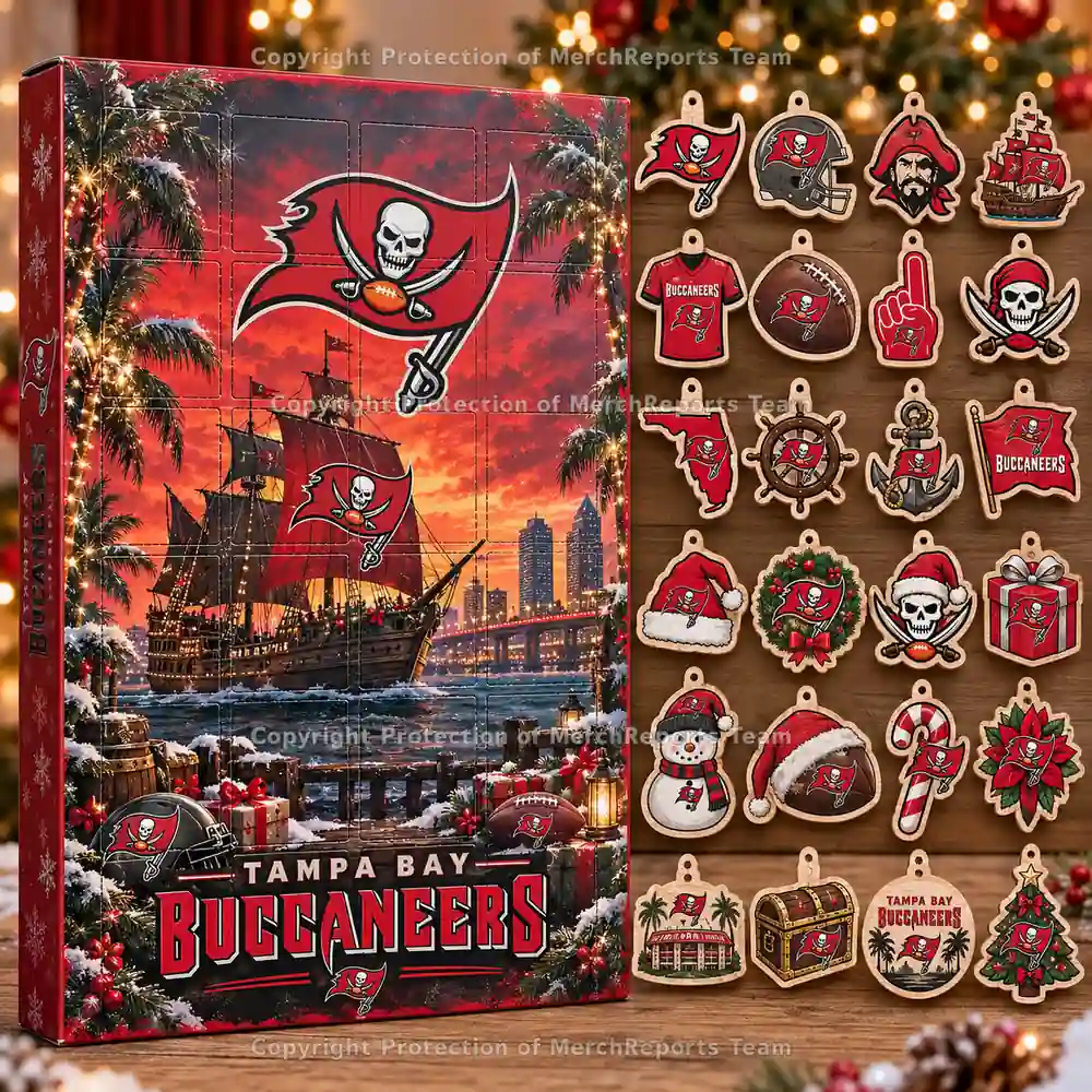 Tampa Bay Buccaneers NFL Christmas 24-ornament wooden Advent Calendar
