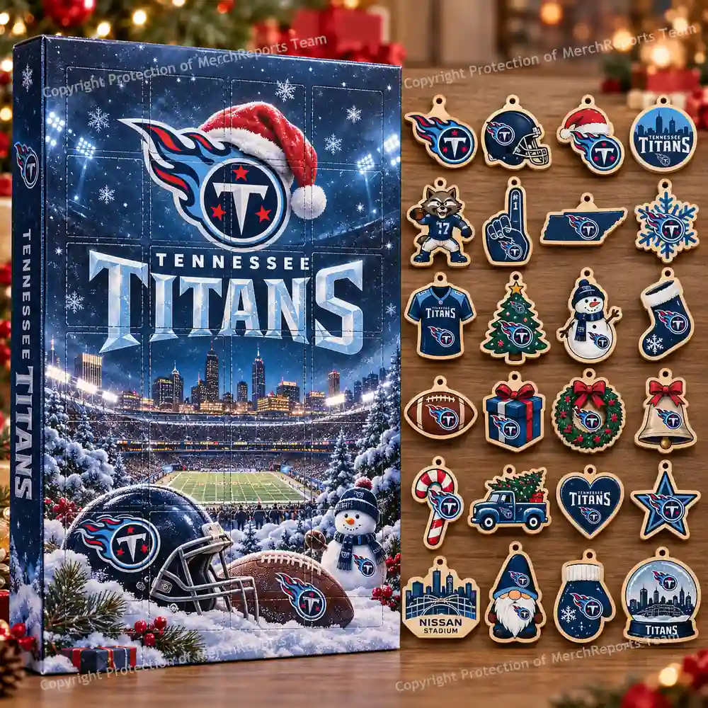 Tennessee Titans NFL Christmas 24-ornament wooden Advent Calendar