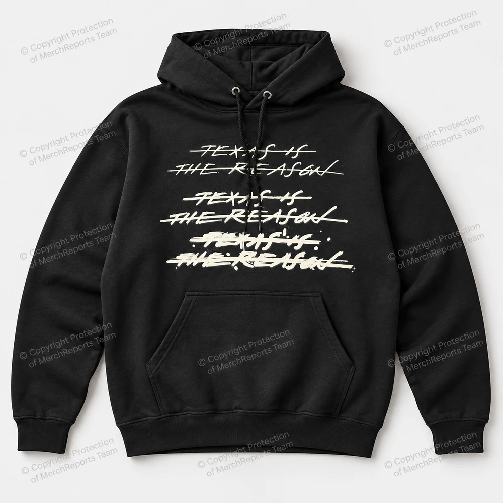Repeated Handwritten Logo hoodie — Texas Is the Reason product mockup