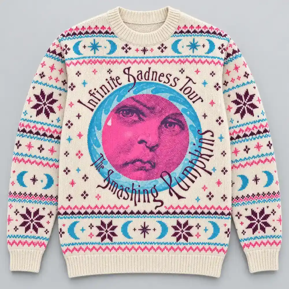 The Smashing Pumpkins Celestial Face Ugly Christmas Sweater product artwork