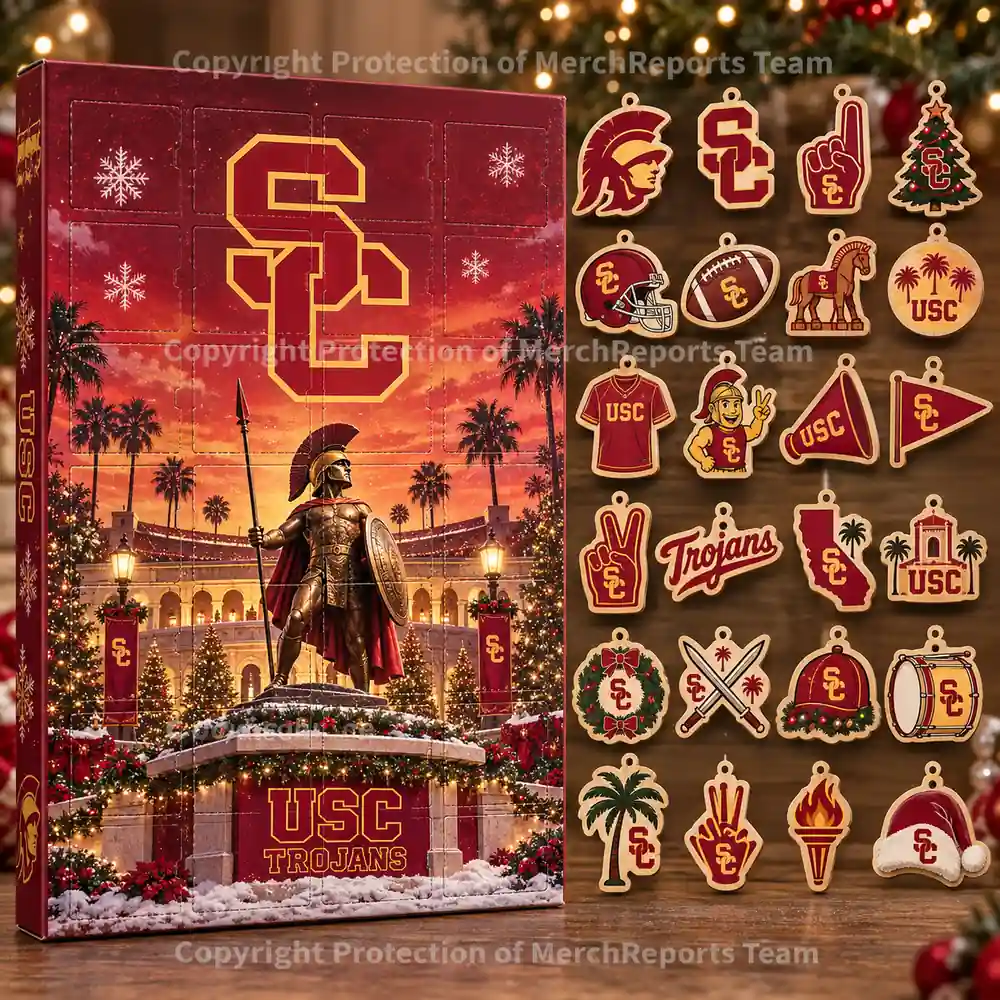 USC Trojans NCAA Tommy Trojan Christmas 24-Ornaments Wooden Advent Calendar