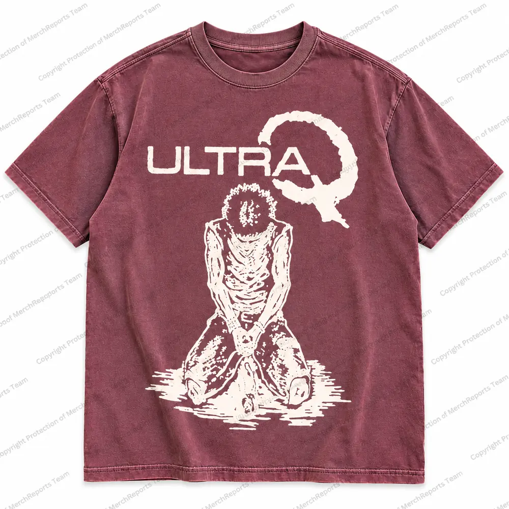 Ultra Q Skeleton Graphic Tees — Burgundy regular tee product view