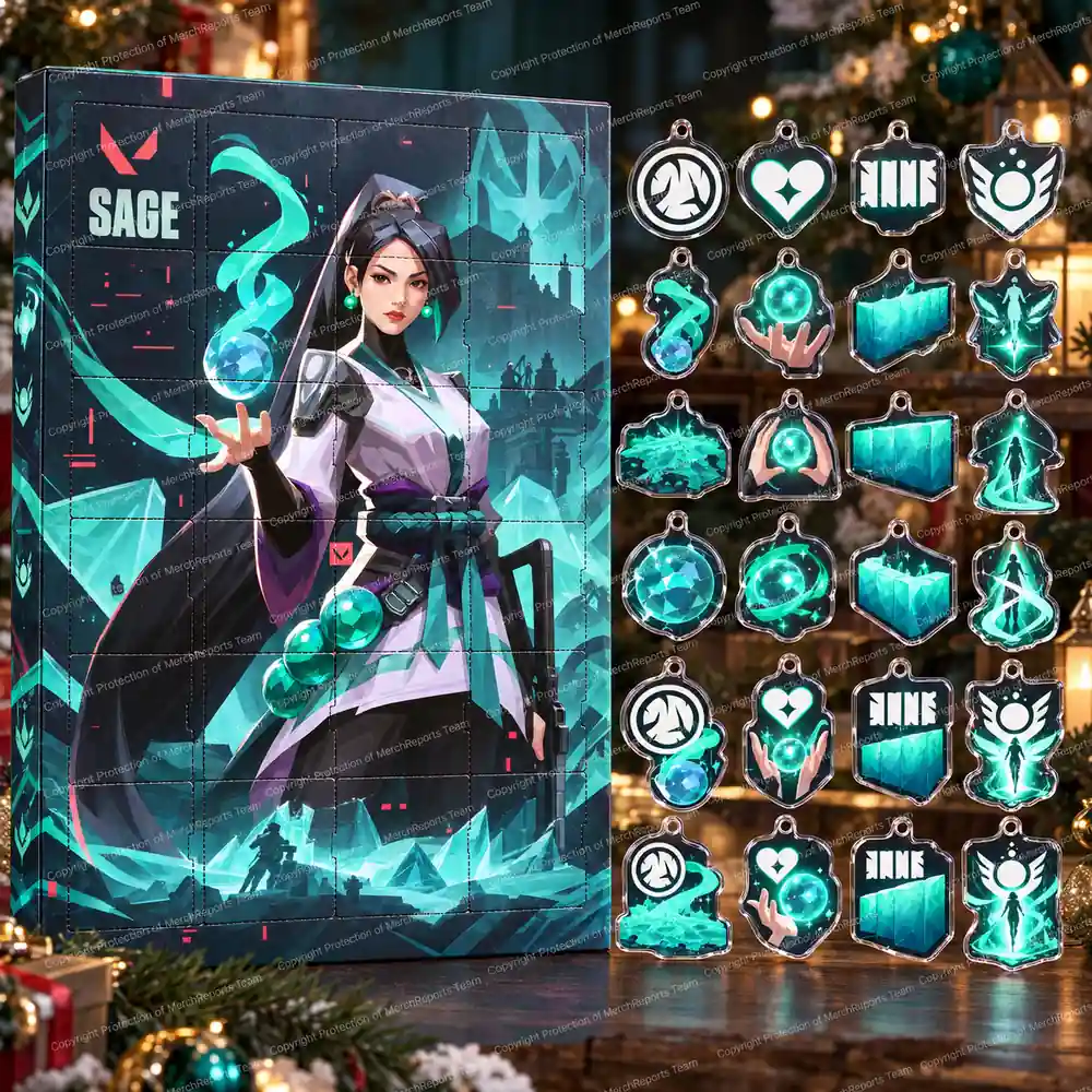 VALORANT Sage Jade Orb Ability Icons Christmas Acrylic 24 Ornaments Advent Calendar