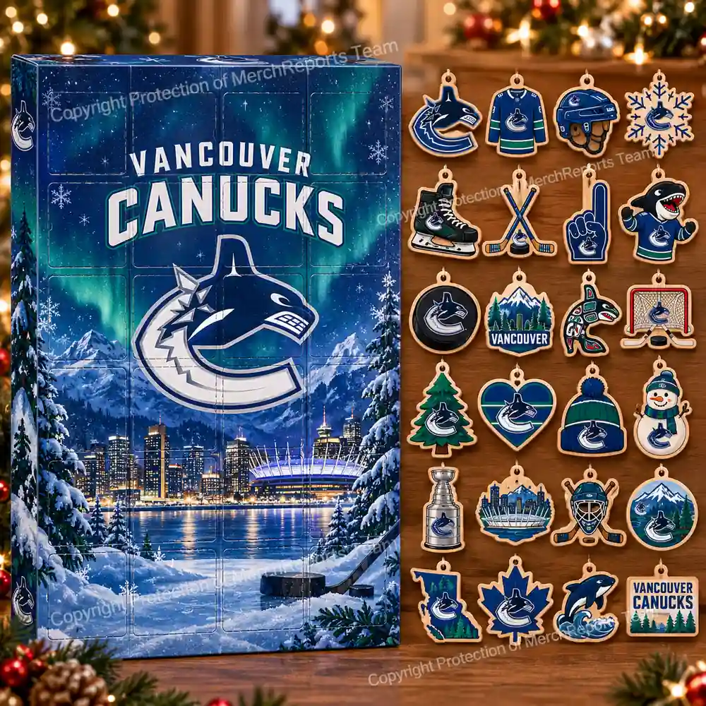 Vancouver Canucks NHL Christmas 24-ornament wooden Advent Calendar