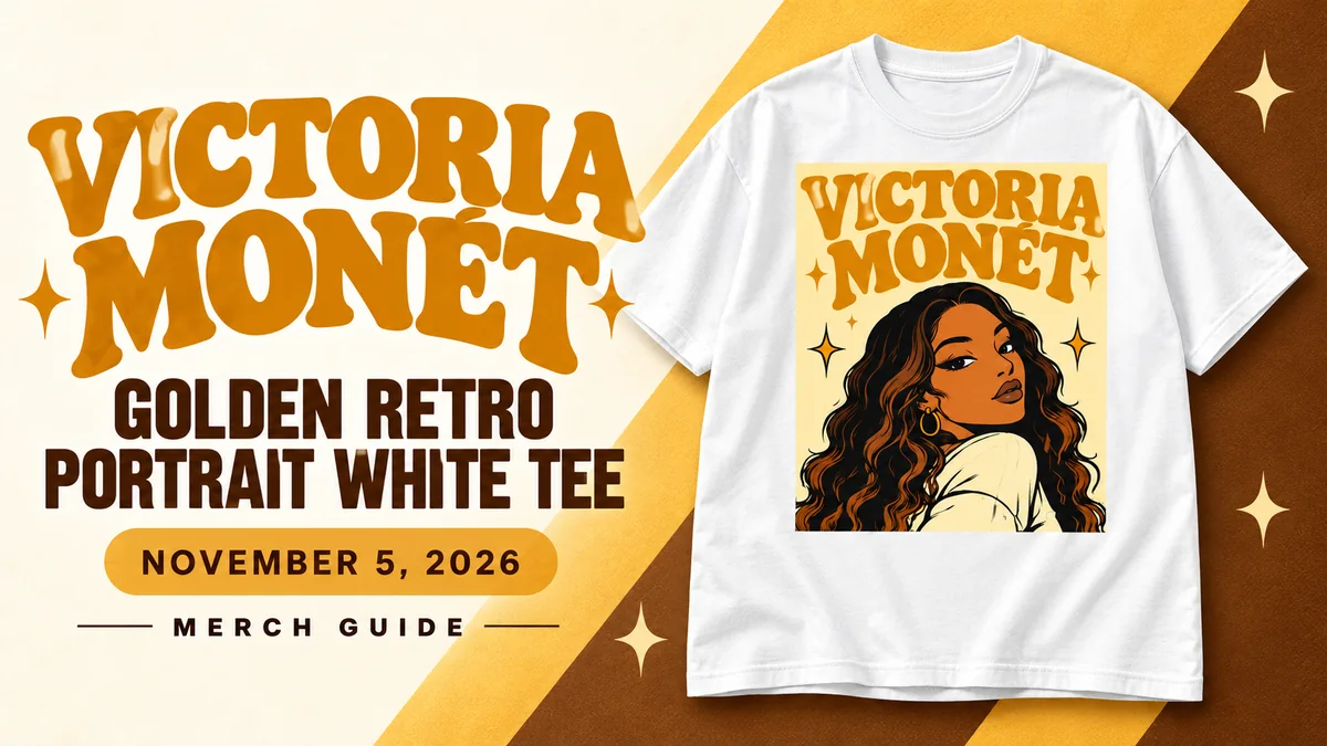 Victoria Monét Golden Retro Portrait White Tee artwork and dated merch guide title