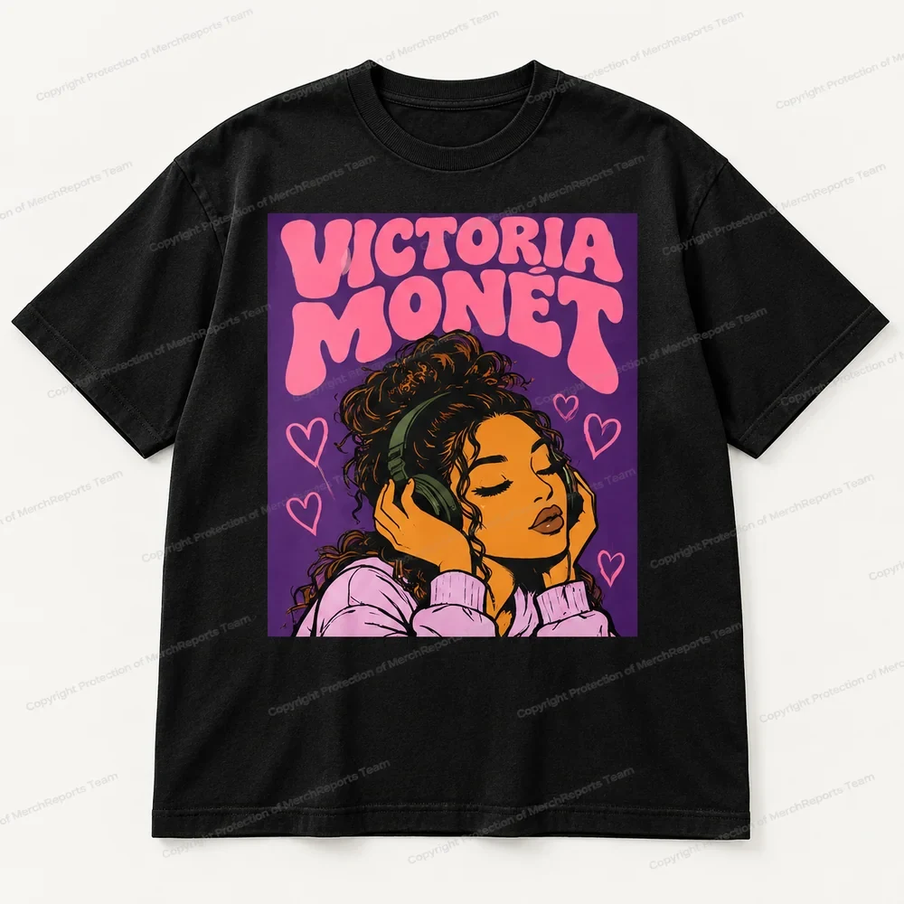 Victoria Monét Purple Headphones & Pink Hearts Tee product artwork