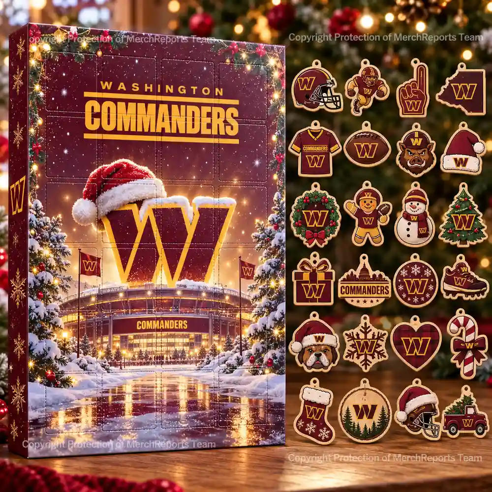 Washington Commanders NFL Christmas 24-ornament wooden Advent Calendar