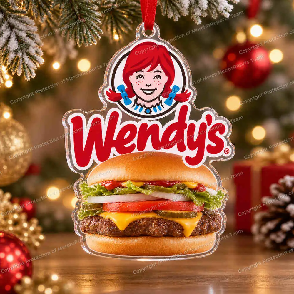 Cheeseburger & Mascot acrylic Christmas ornament