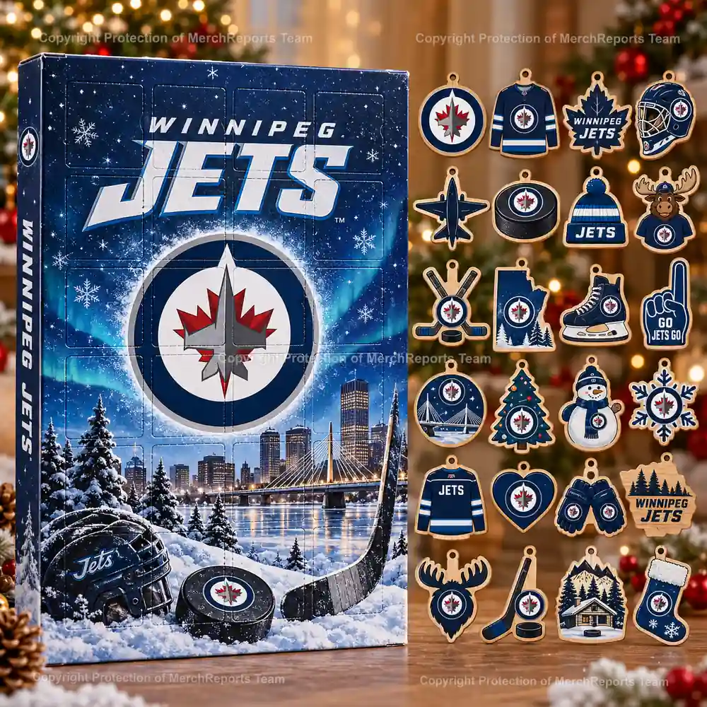 Winnipeg Jets NHL Christmas 24-ornament wooden Advent Calendar