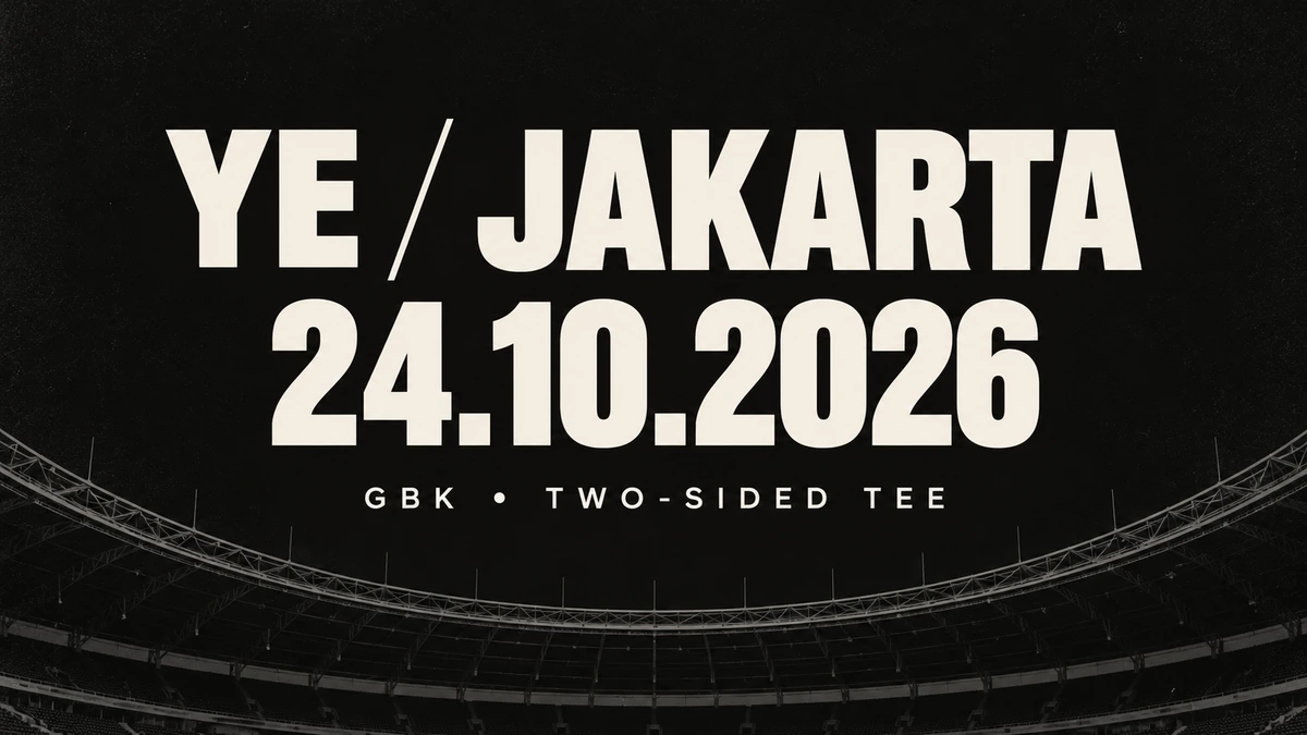 Ye Jakarta 24 October 2026 typography with a stylized stadium roof