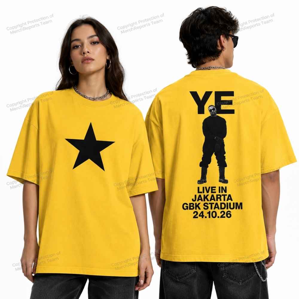 Front and back of the Ye Jakarta October 24 2026 two-sided T-shirt