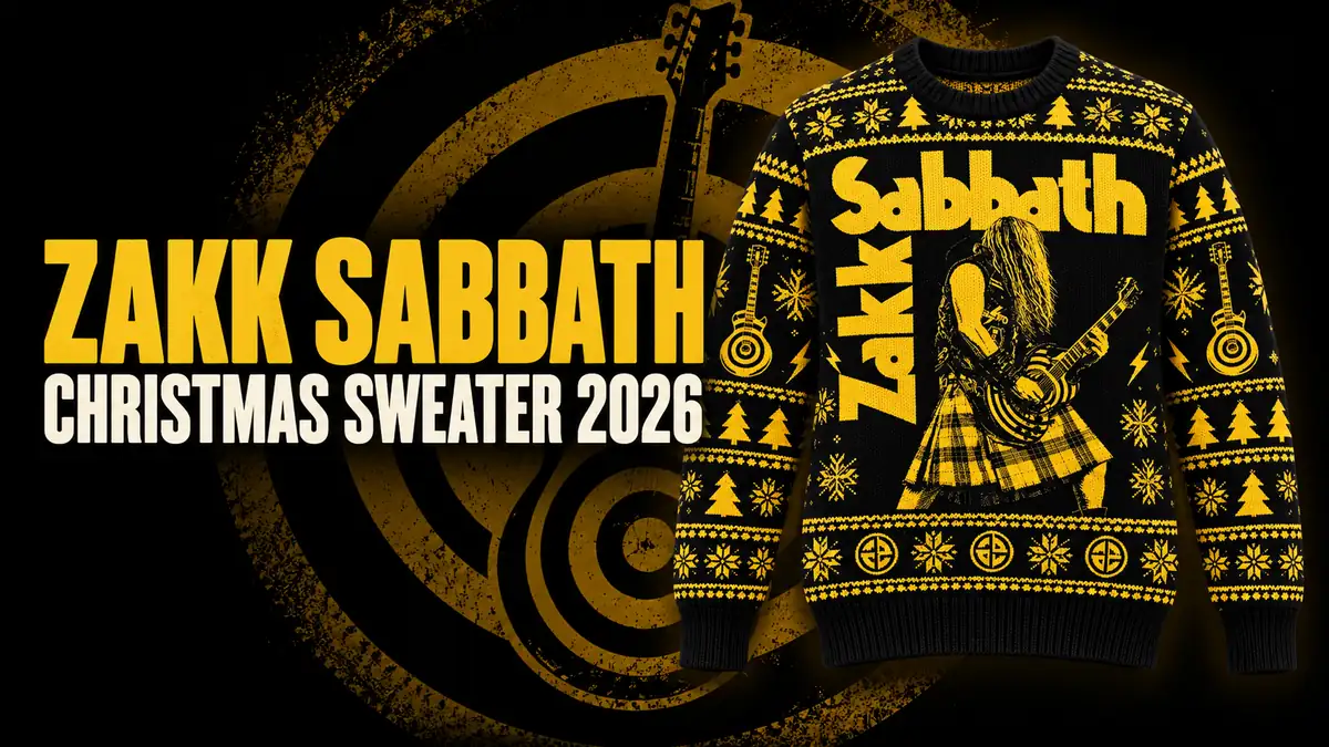 Zakk Sabbath Christmas sweater designs shown with the 2026 gift guide title