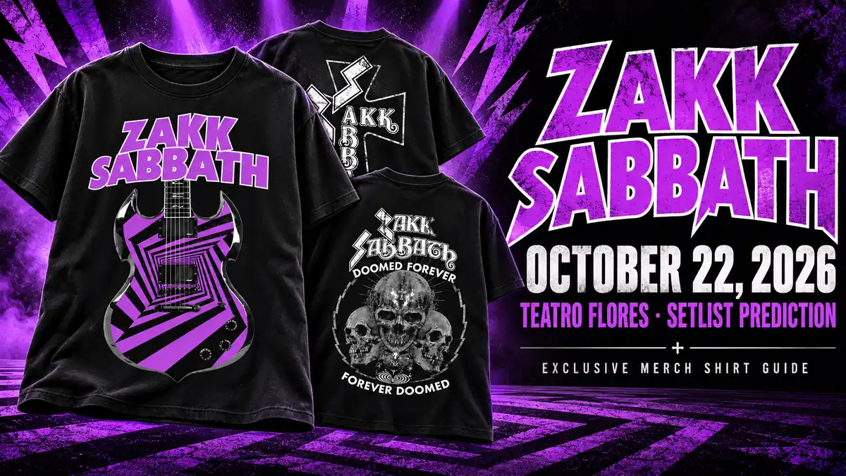 Zakk Sabbath October 22, 2026 setlist prediction and merch guide with featured shirt artwork