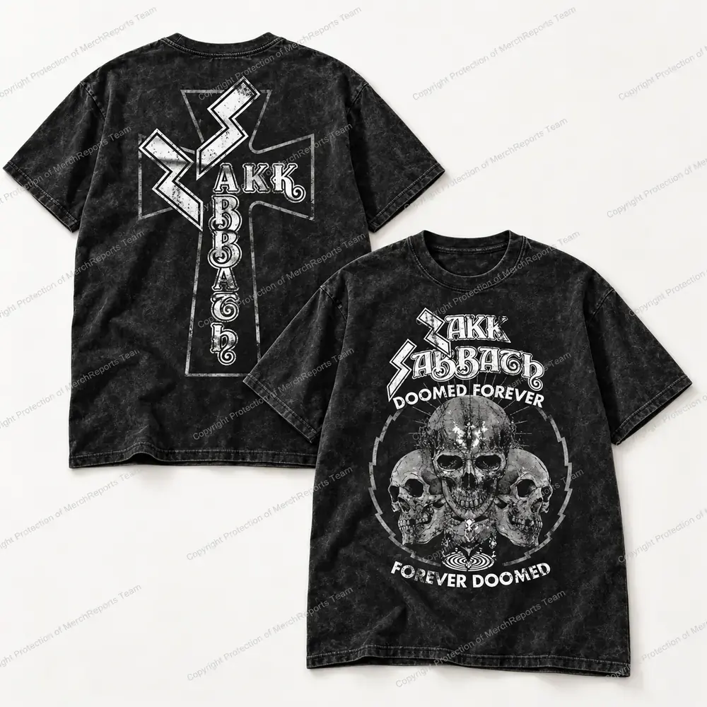 Zakk Sabbath Doomed Forever Skulls · Acid Wash shirt artwork