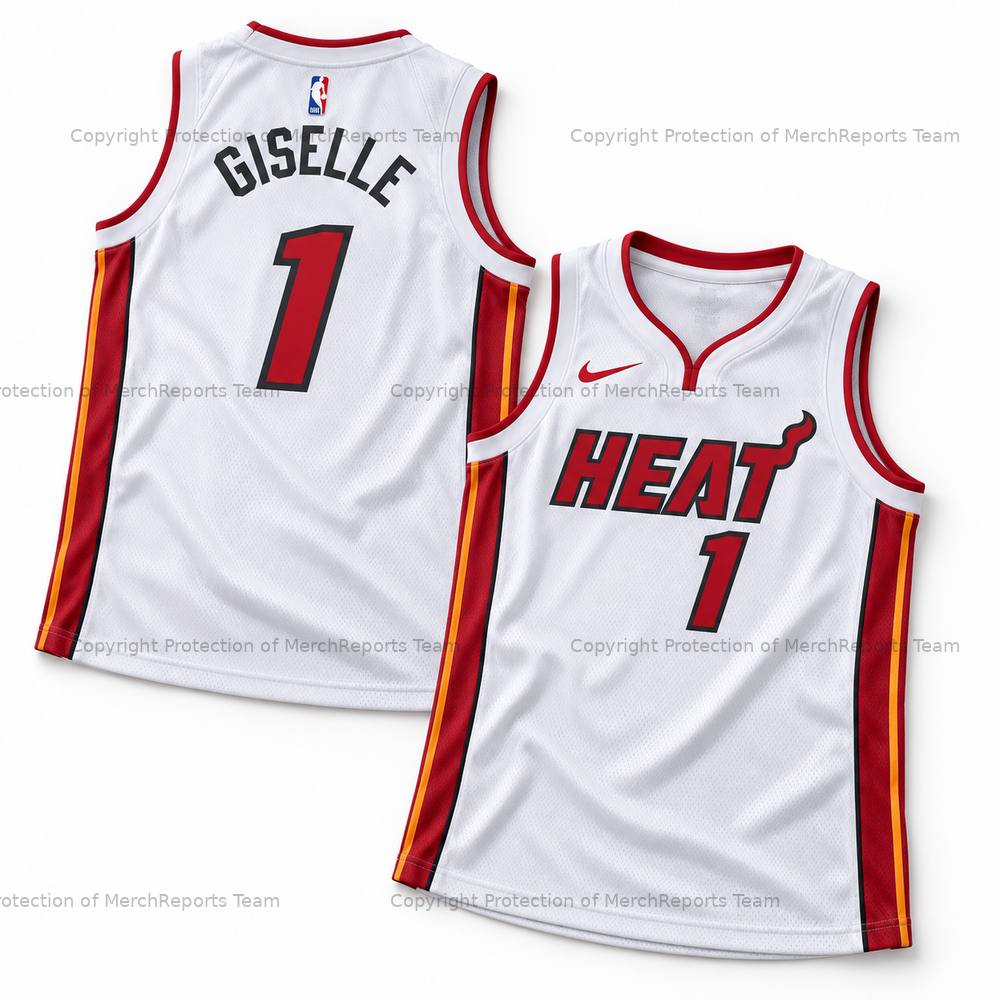 Giselle aespa Miami Heat-inspired white No. 1 jersey, front and back