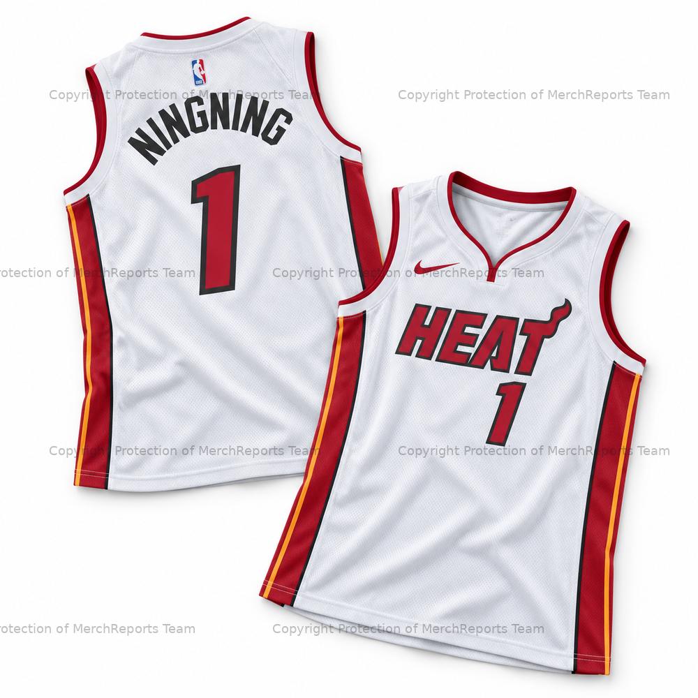 Ningning aespa Miami Heat-inspired white No. 1 jersey, front and back