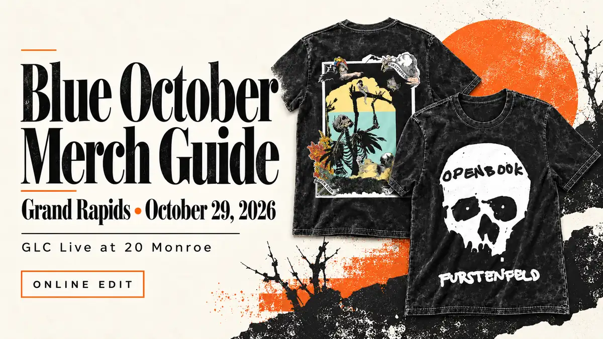 Blue October Grand Rapids, October 29, 2026: Two-Sided Skull Shirts: Regular vs Washed