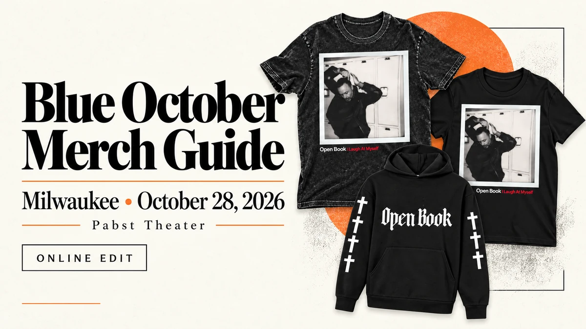 Blue October Milwaukee, October 28, 2026: Open Book Portrait Shirts & Hoodie