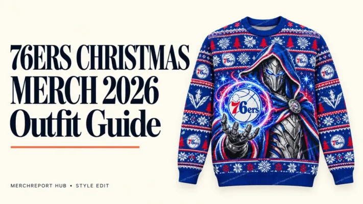 Editorial banner for Philadelphia 76ers Doctor Doom Christmas Merch 2026: Ugly Sweater & Outfit Guide