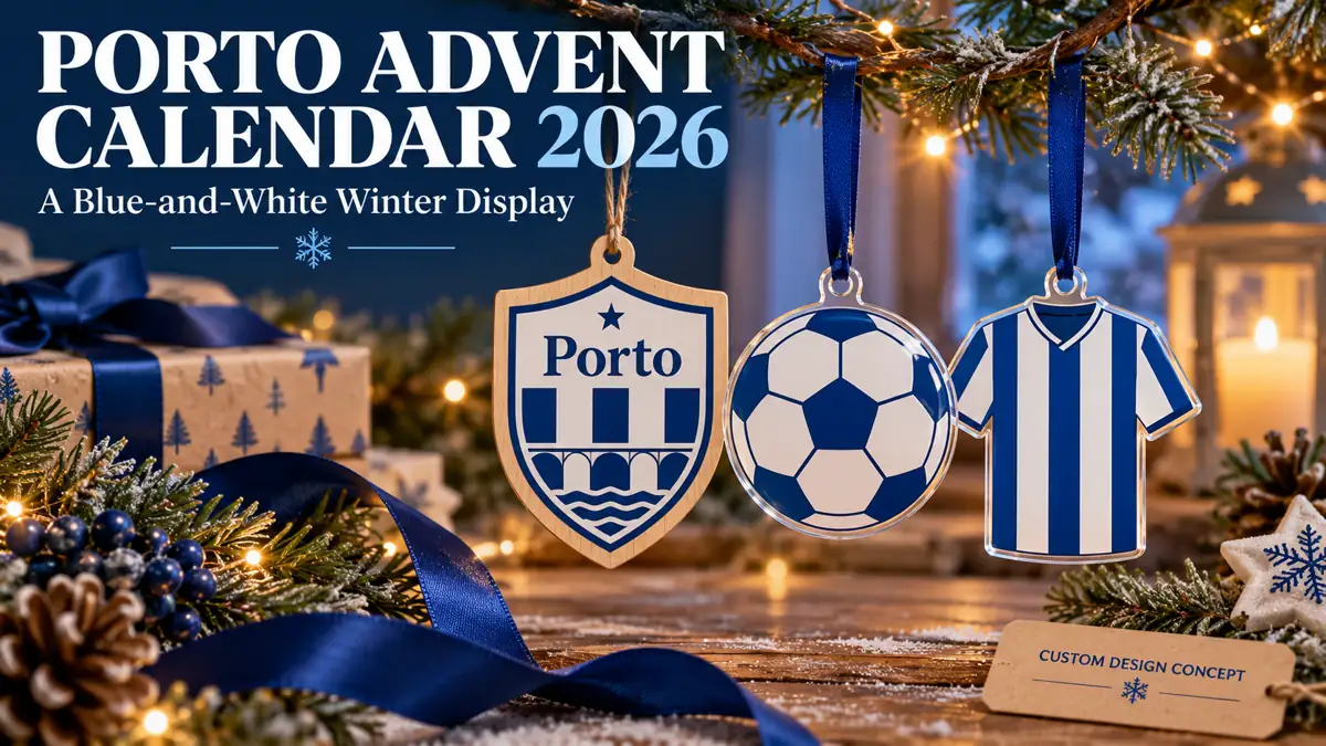 Three Porto custom ornament concepts: club-name shield, generic football emblem and shirt silhouette